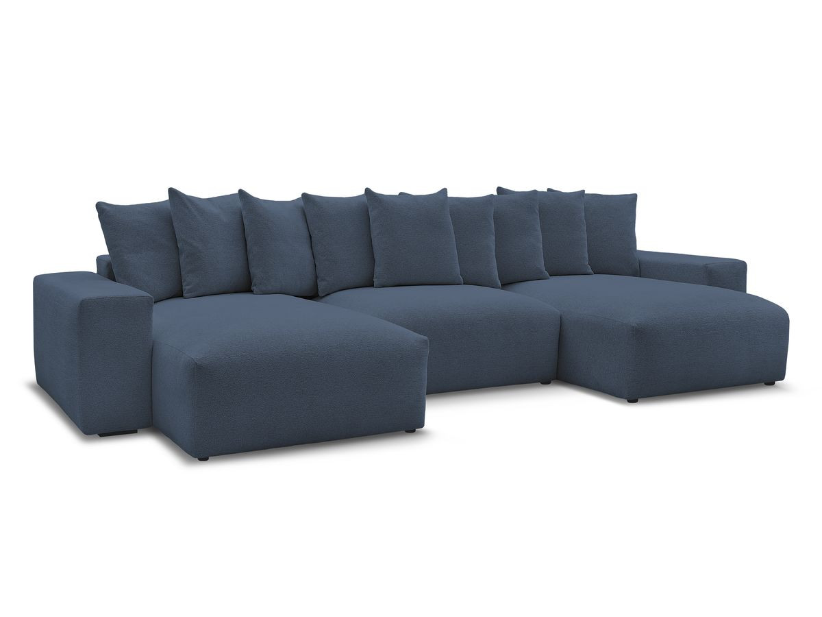 canapé panoramique fixe voltaire tissu chiné de couleur bleu foncé