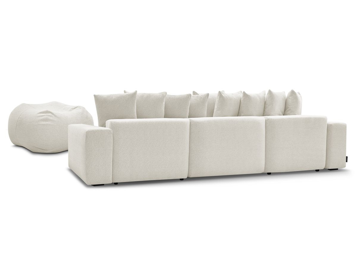 Canapé panoramique fixe VOLTAIRE tissu chiné avec pouf