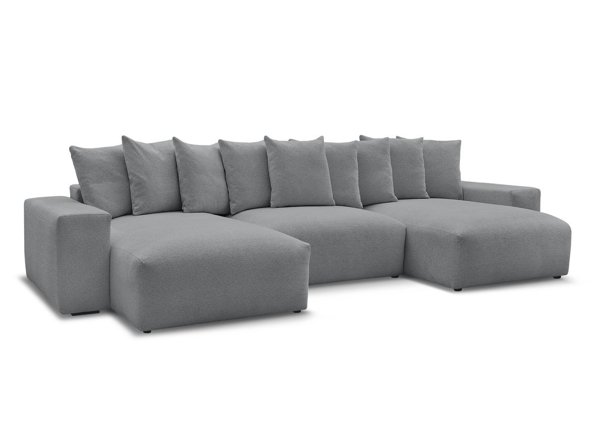 canapé panoramique fixe voltaire tissu chiné de couleur gris foncé