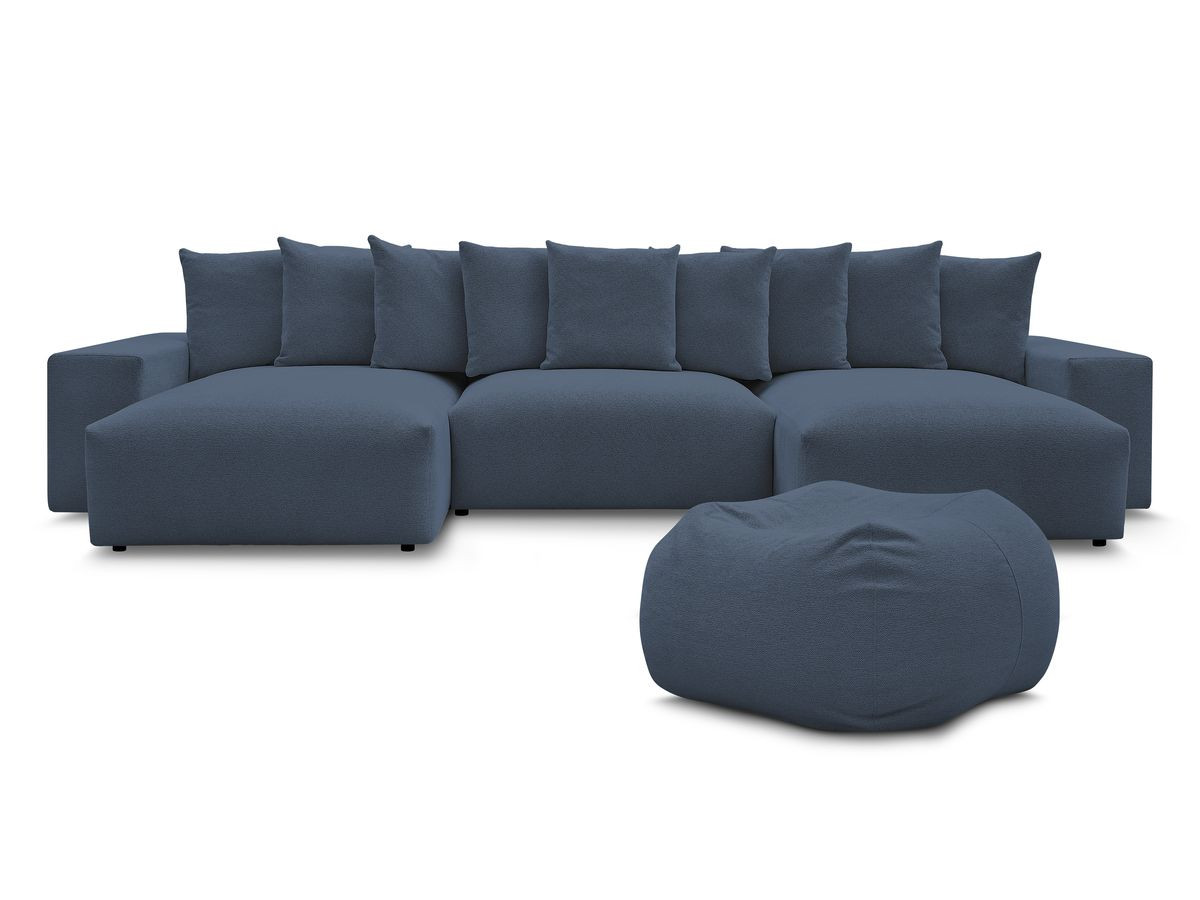 Canapé panoramique fixe VOLTAIRE tissu chiné avec pouf