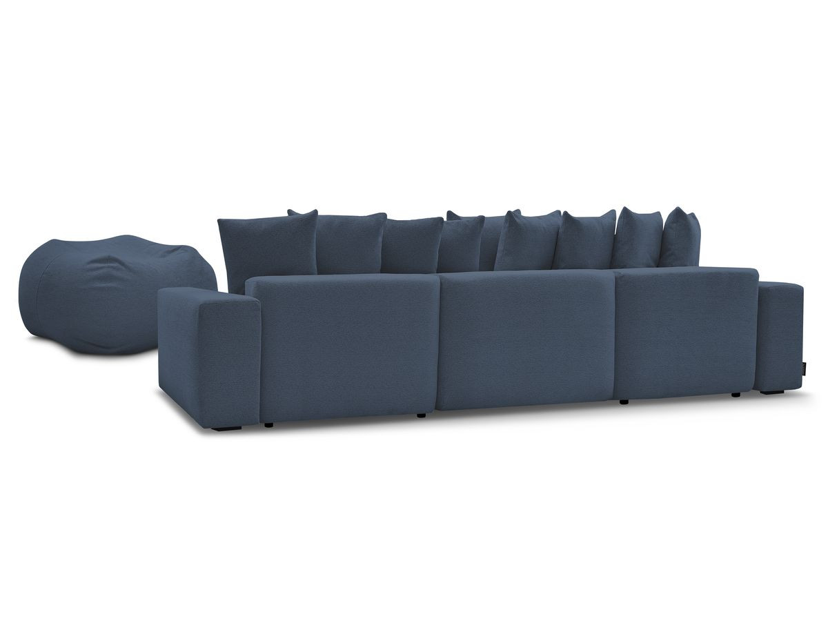 Canapé panoramique fixe VOLTAIRE tissu chiné avec pouf