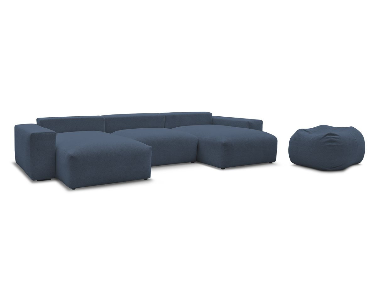 Canapé panoramique fixe VOLTAIRE tissu chiné avec pouf