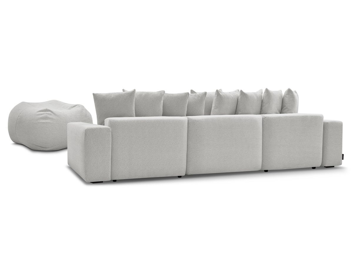 Canapé panoramique fixe VOLTAIRE tissu chiné avec pouf