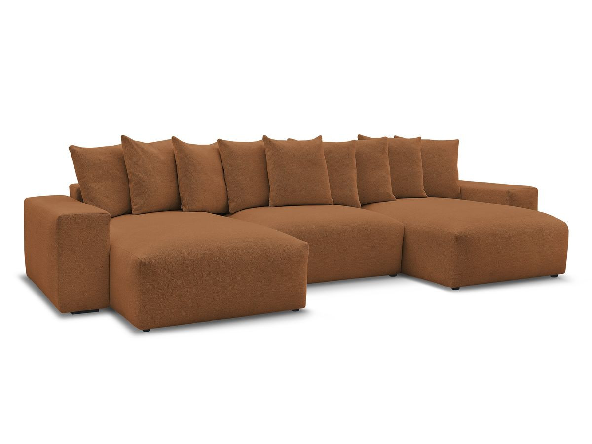 canapé panoramique fixe voltaire tissu chiné de couleur orange
