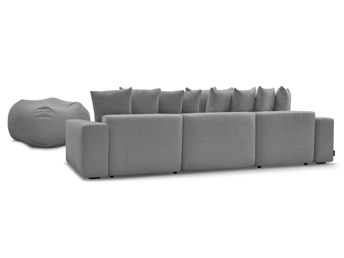 Canapé panoramique fixe VOLTAIRE tissu chiné avec pouf