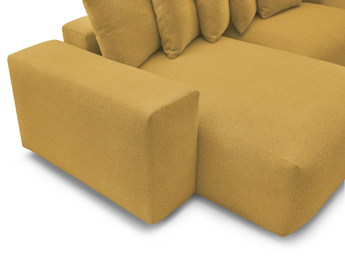 Canapé panoramique VOLTAIRE chiné avec pouf jaune