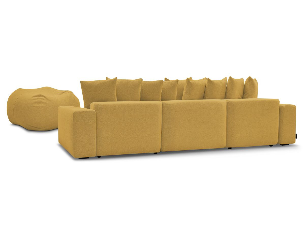 Canapé panoramique fixe VOLTAIRE tissu chiné avec pouf