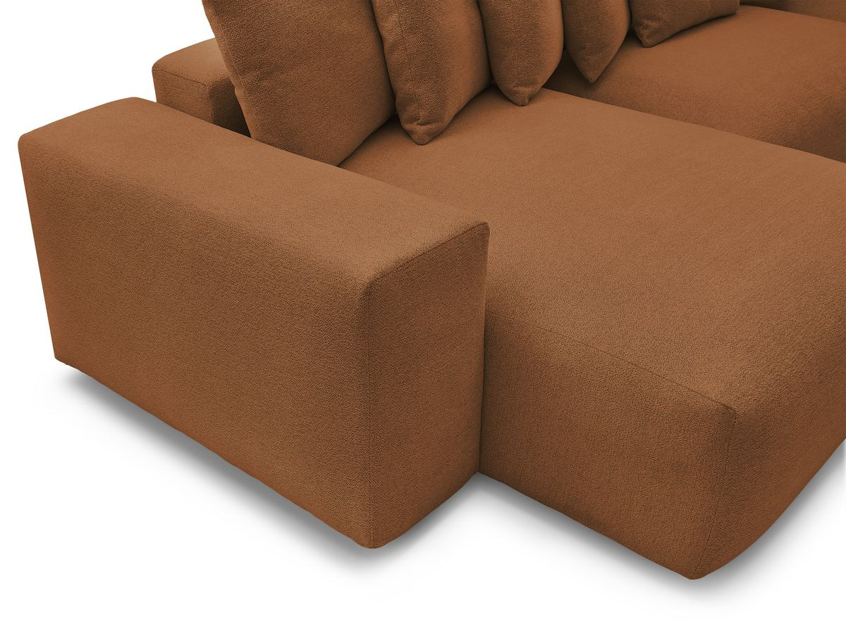 Canapé panoramique VOLTAIRE chiné avec pouf orange