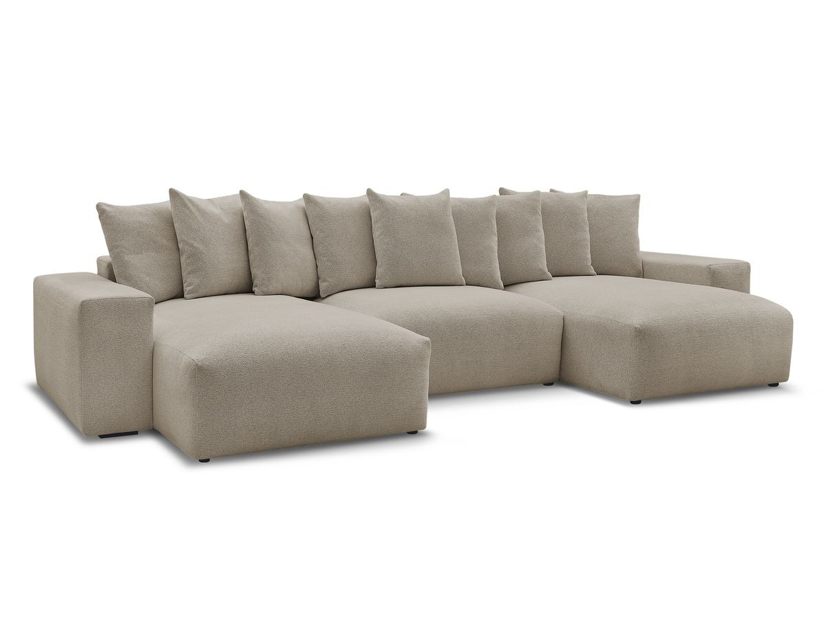 canapé panoramique fixe voltaire tissu chiné de couleur taupe