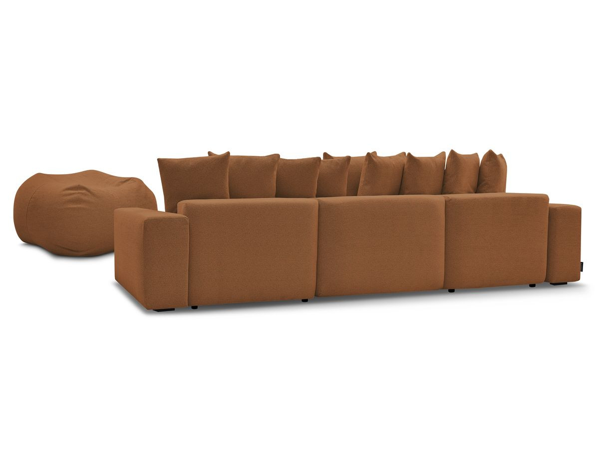 Canapé panoramique fixe VOLTAIRE tissu chiné avec pouf