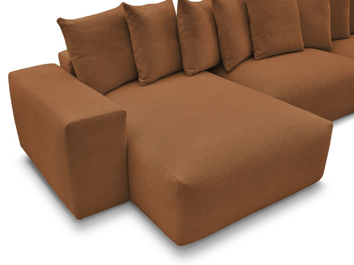 Canapé panoramique fixe VOLTAIRE tissu chiné avec pouf