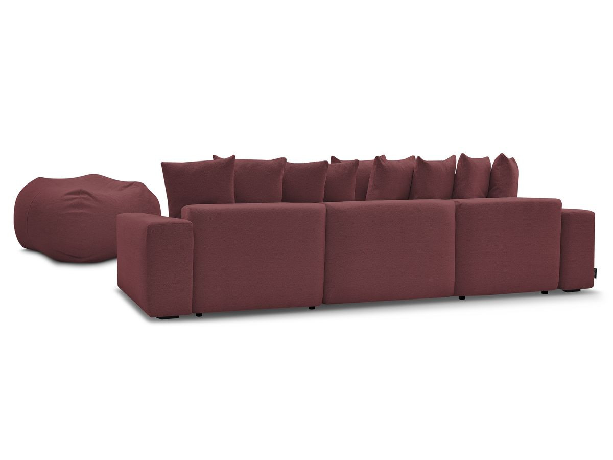 Canapé panoramique fixe VOLTAIRE tissu chiné avec pouf