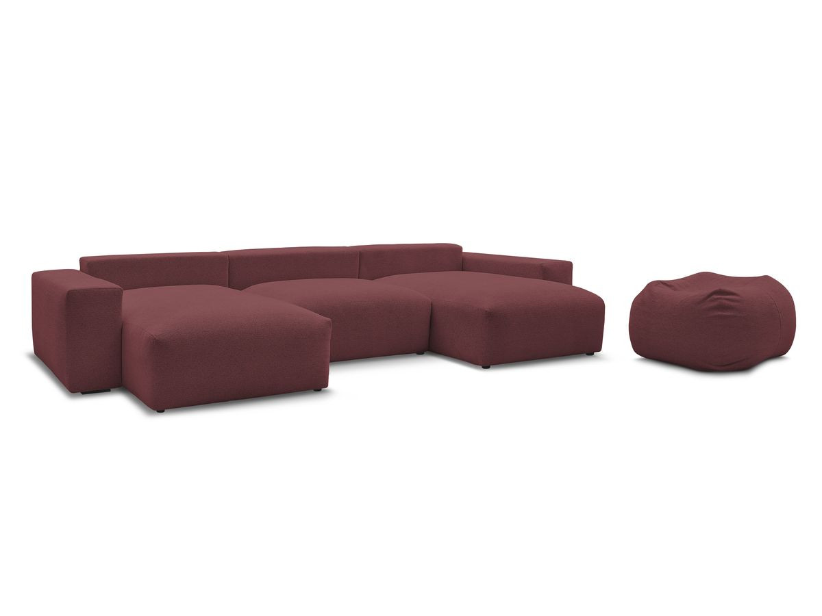 Canapé panoramique fixe VOLTAIRE tissu chiné avec pouf