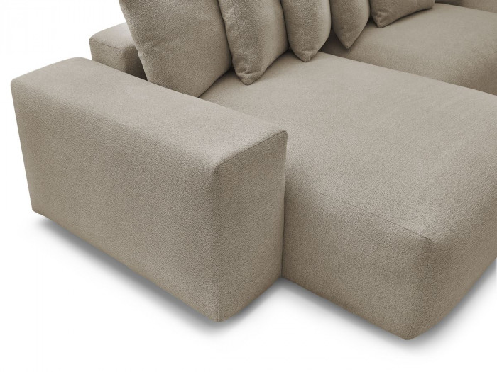 Canapé panoramique fixe VOLTAIRE tissu chiné avec pouf