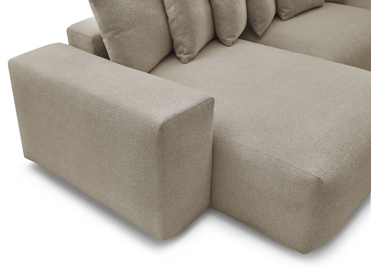 Canapé panoramique VOLTAIRE chiné avec pouf taupe