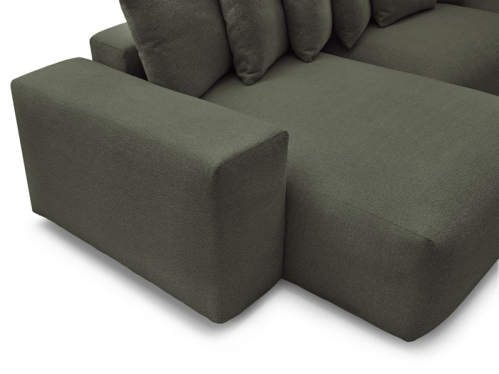 Canapé panoramique fixe VOLTAIRE tissu chiné avec pouf