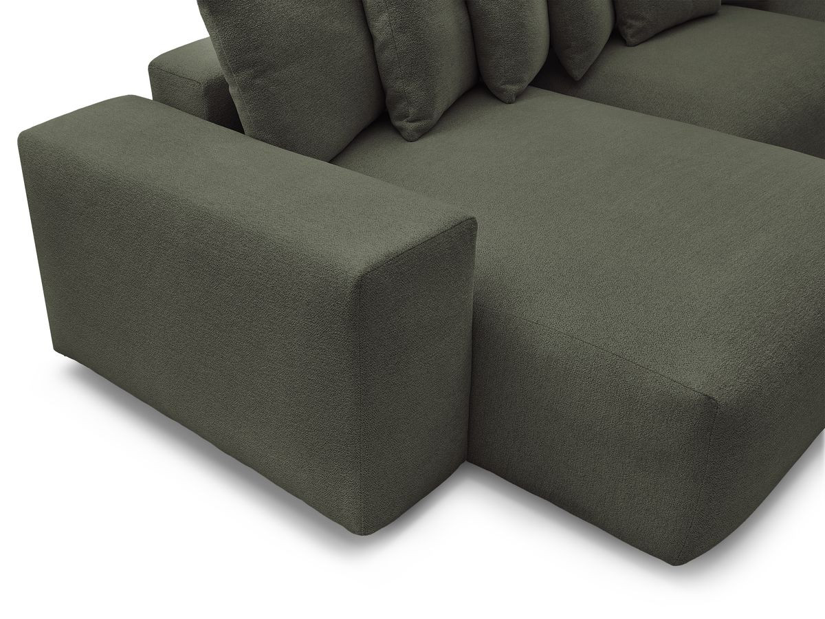 Canapé panoramique fixe VOLTAIRE tissu chiné avec pouf