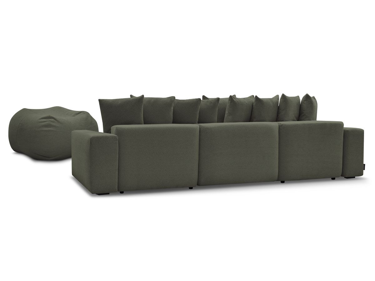 Canapé panoramique fixe VOLTAIRE tissu chiné avec pouf