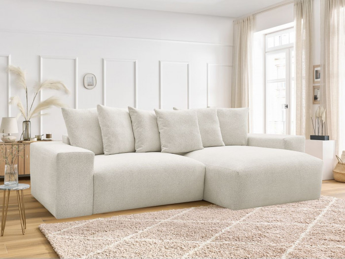 Canapé d'angle réversible convertible coffre VOLTAIRE tissu chiné