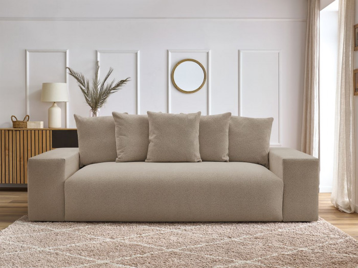 Canapé droit convertible coffre VOLTAIRE tissu chiné