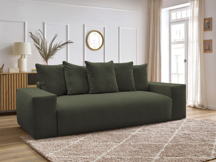 Canapé droit convertible coffre VOLTAIRE tissu chiné