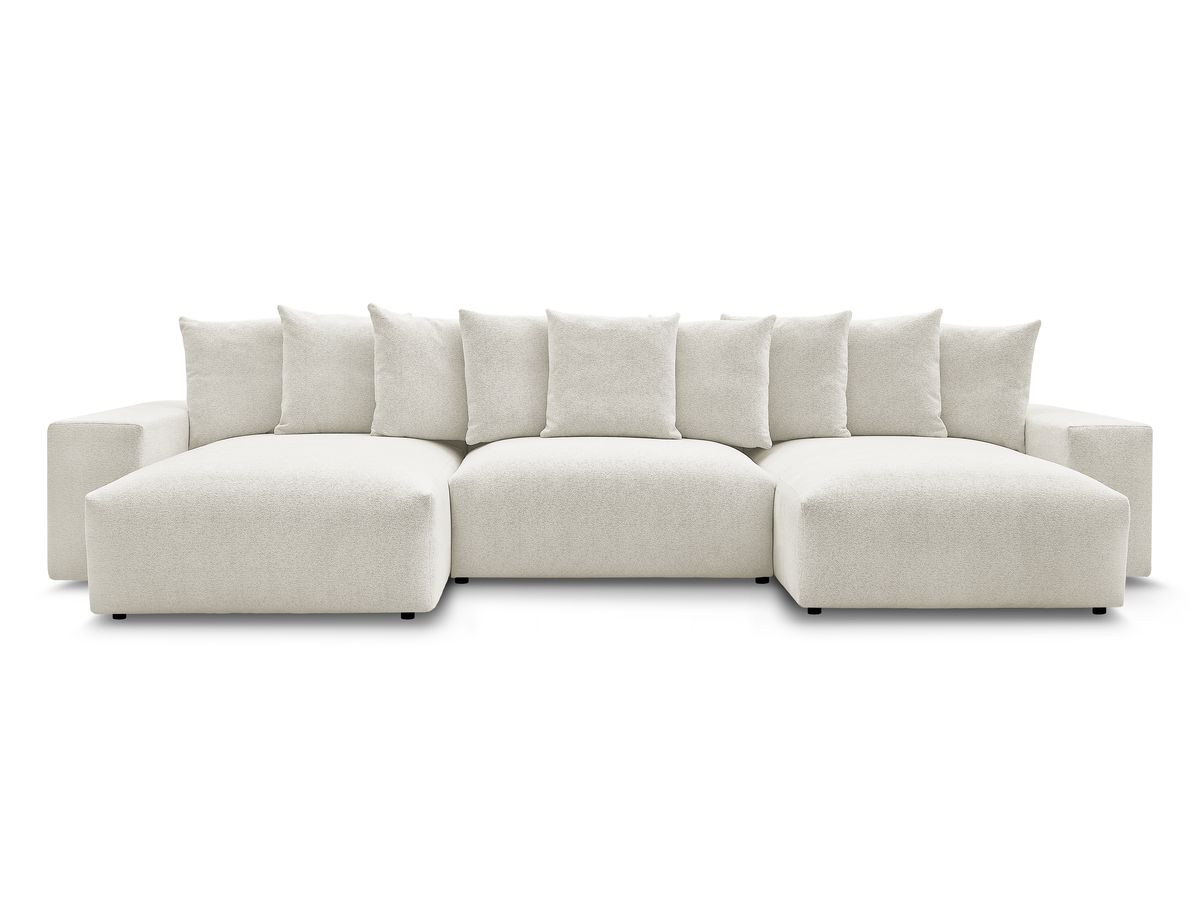 Canapé panoramique convertible coffre VOLTAIRE chiné blanc