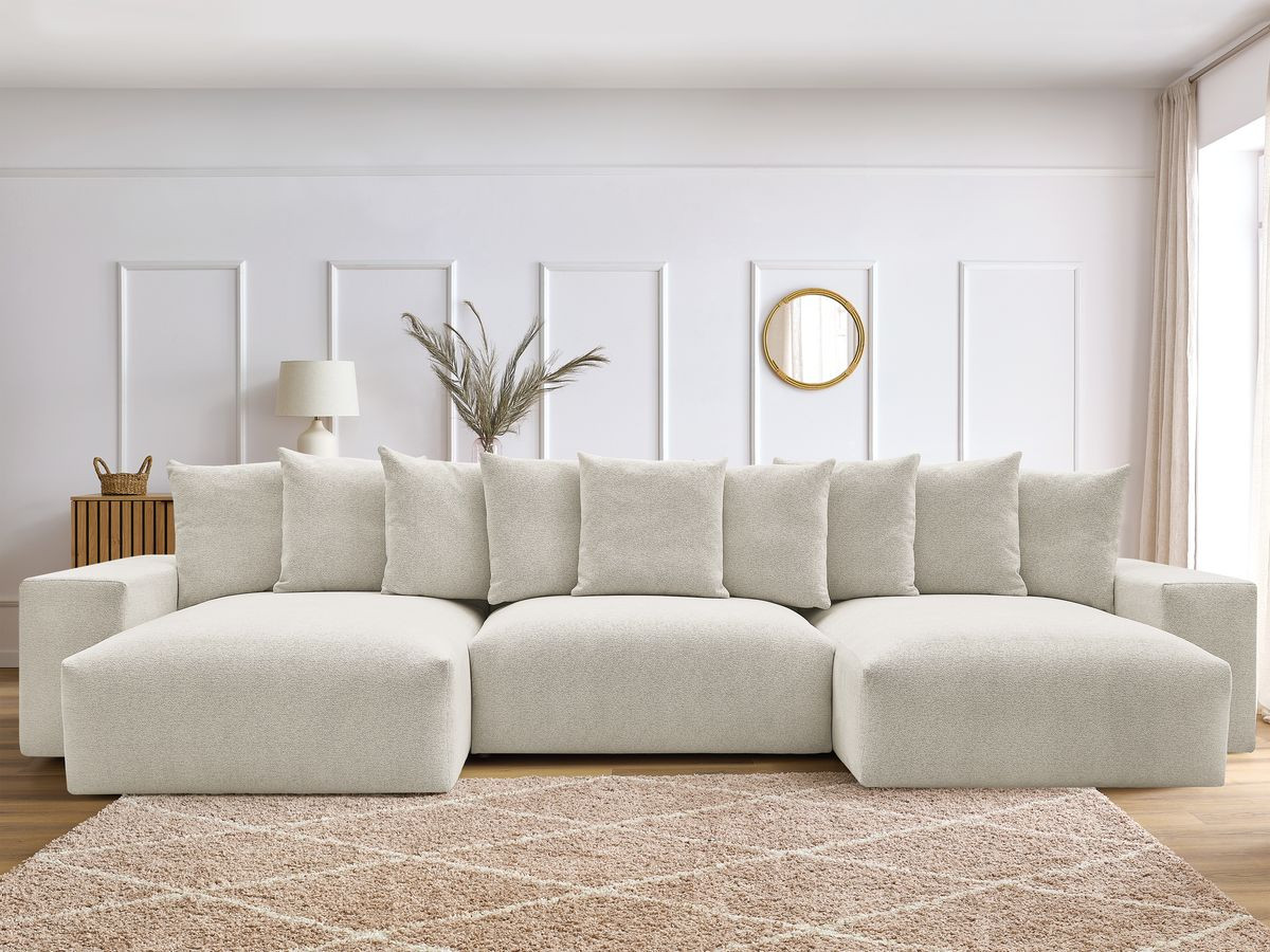 Canapé panoramique convertible coffre VOLTAIRE tissu chiné