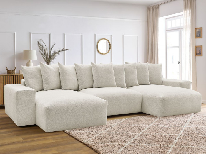 Canapé panoramique convertible coffre VOLTAIRE tissu chiné