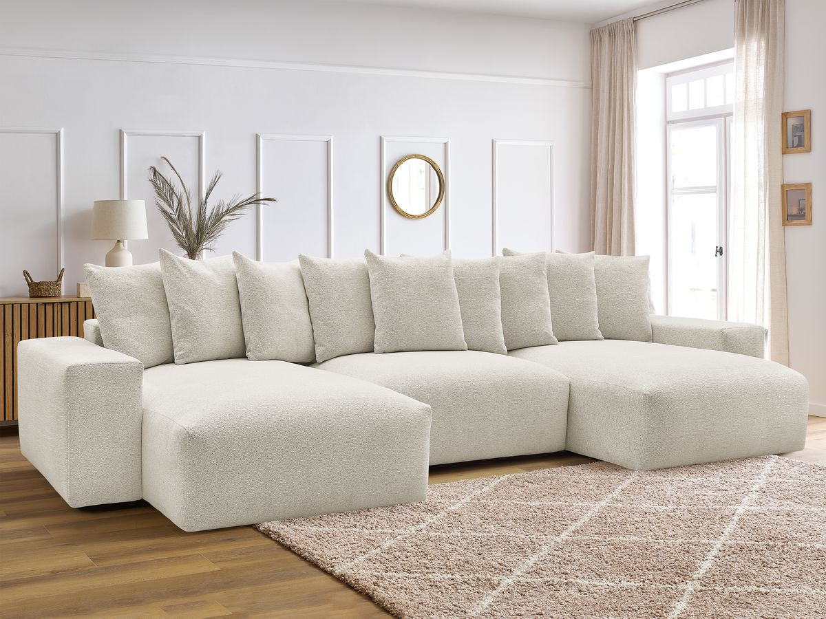Canapé panoramique convertible coffre VOLTAIRE tissu chiné