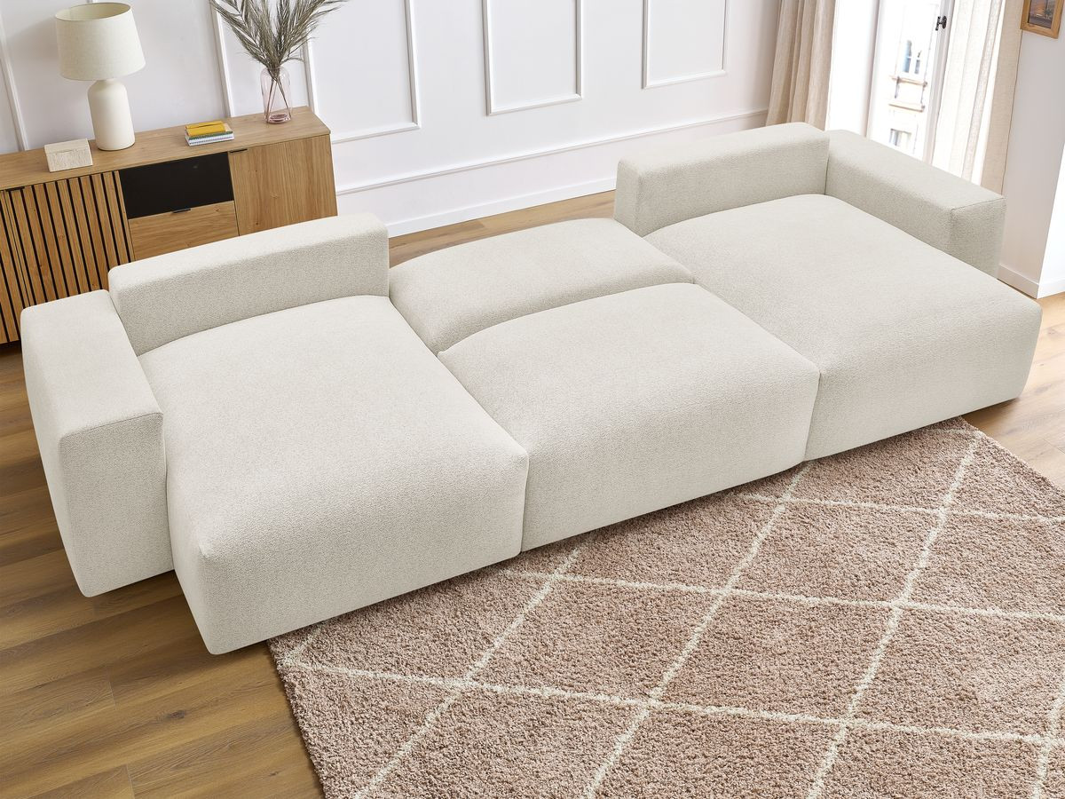 Canapé panoramique convertible coffre VOLTAIRE tissu chiné