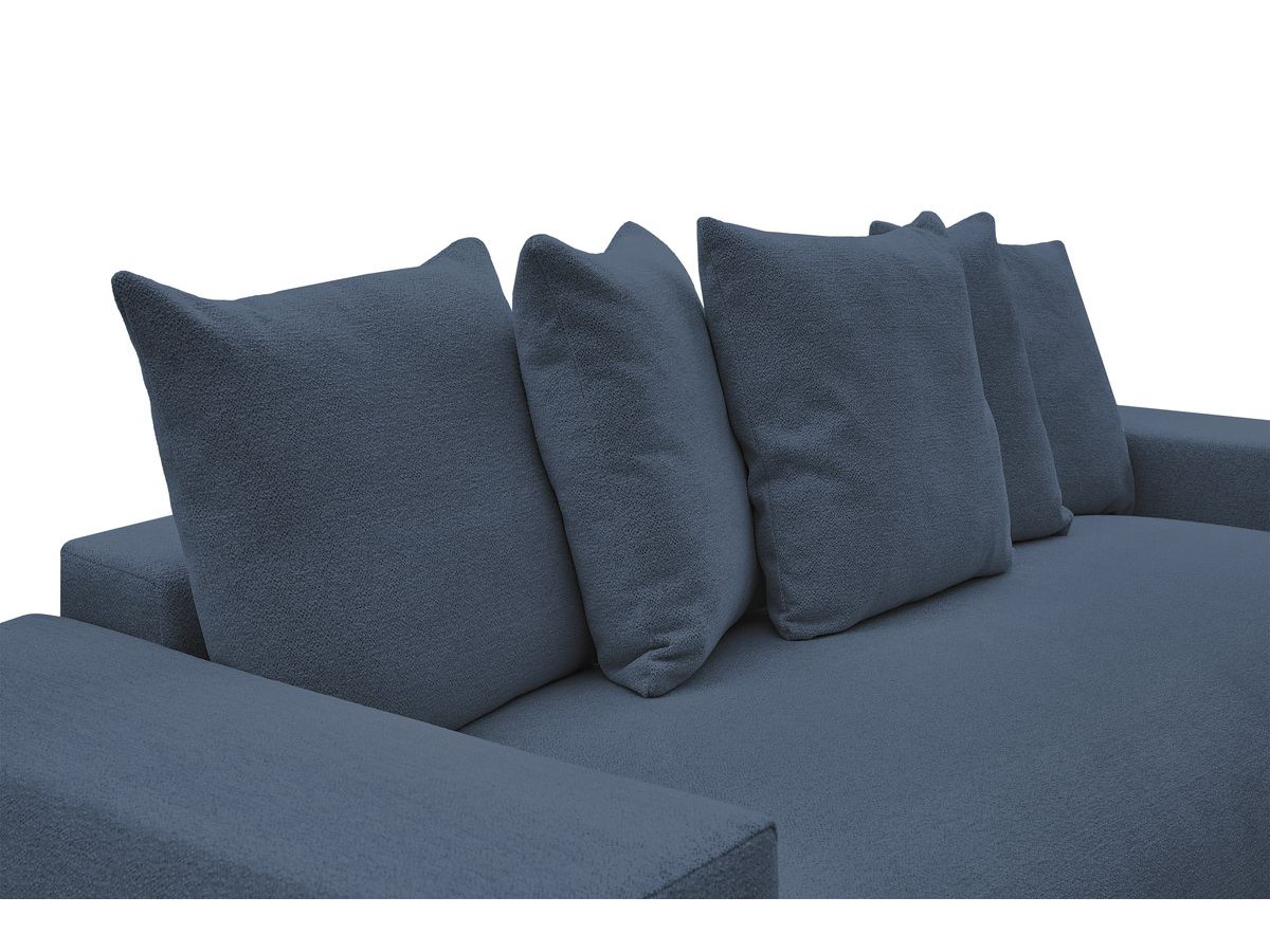 Canapé droit convertible coffre VOLTAIRE chiné avec pouf bleu foncé