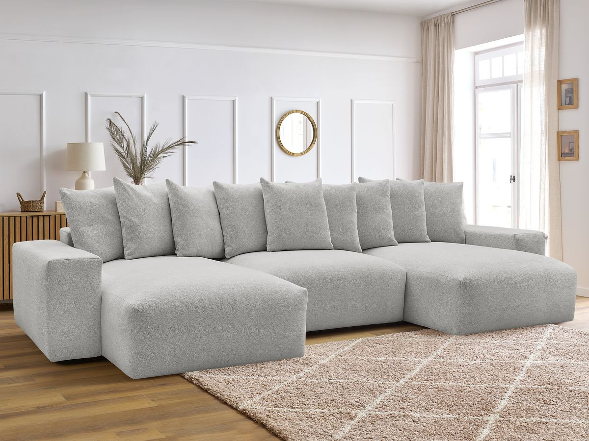 Canapé panoramique convertible coffre VOLTAIRE tissu chiné
