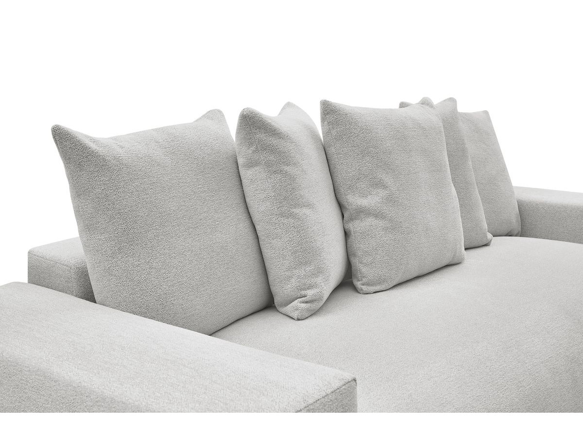 Canapé droit convertible coffre VOLTAIRE chiné avec pouf gris clair