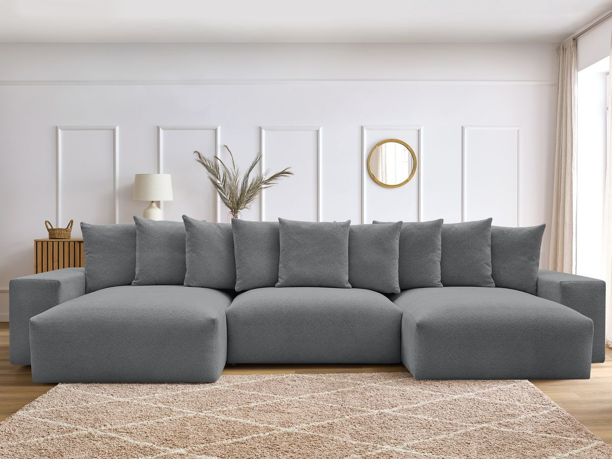 Canapé panoramique convertible coffre VOLTAIRE tissu chiné