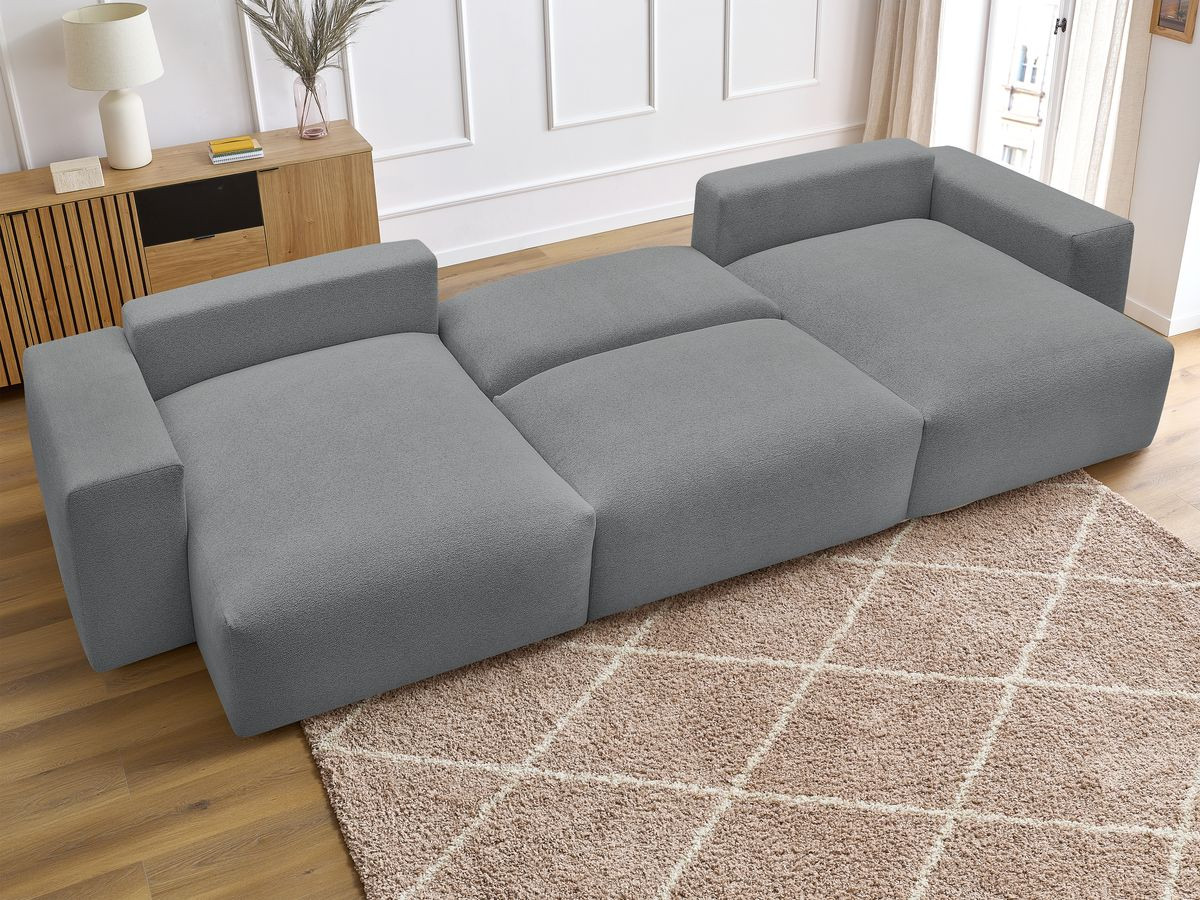 Canapé panoramique convertible coffre VOLTAIRE tissu chiné