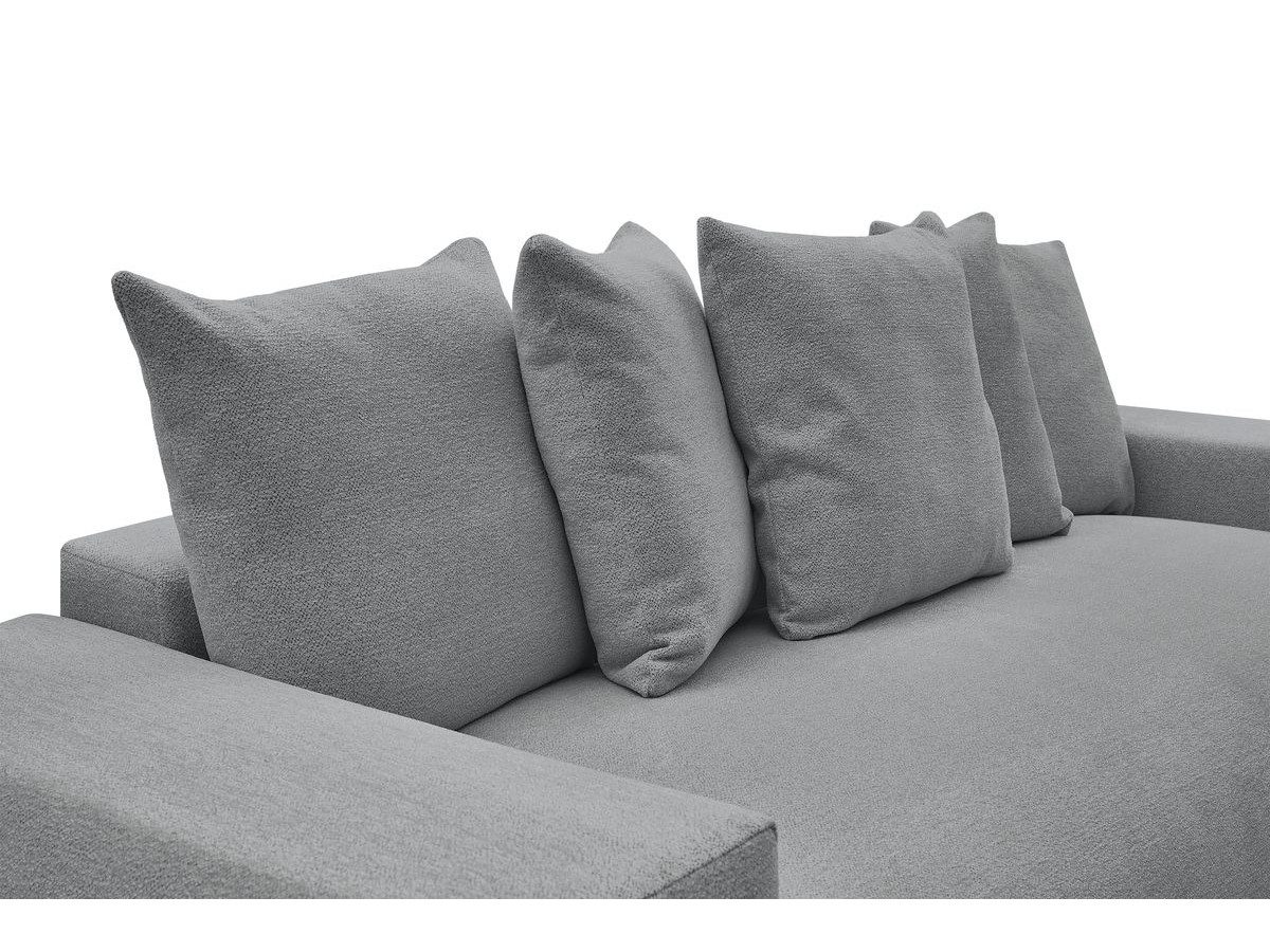 Canapé droit convertible coffre VOLTAIRE chiné avec pouf gris foncé