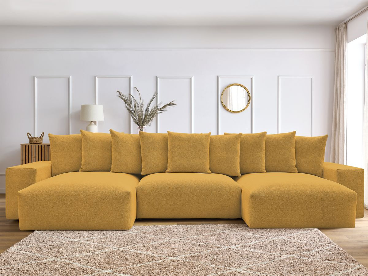 Canapé panoramique convertible coffre VOLTAIRE tissu chiné