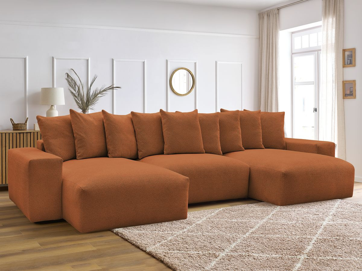 Canapé panoramique convertible coffre VOLTAIRE tissu chiné