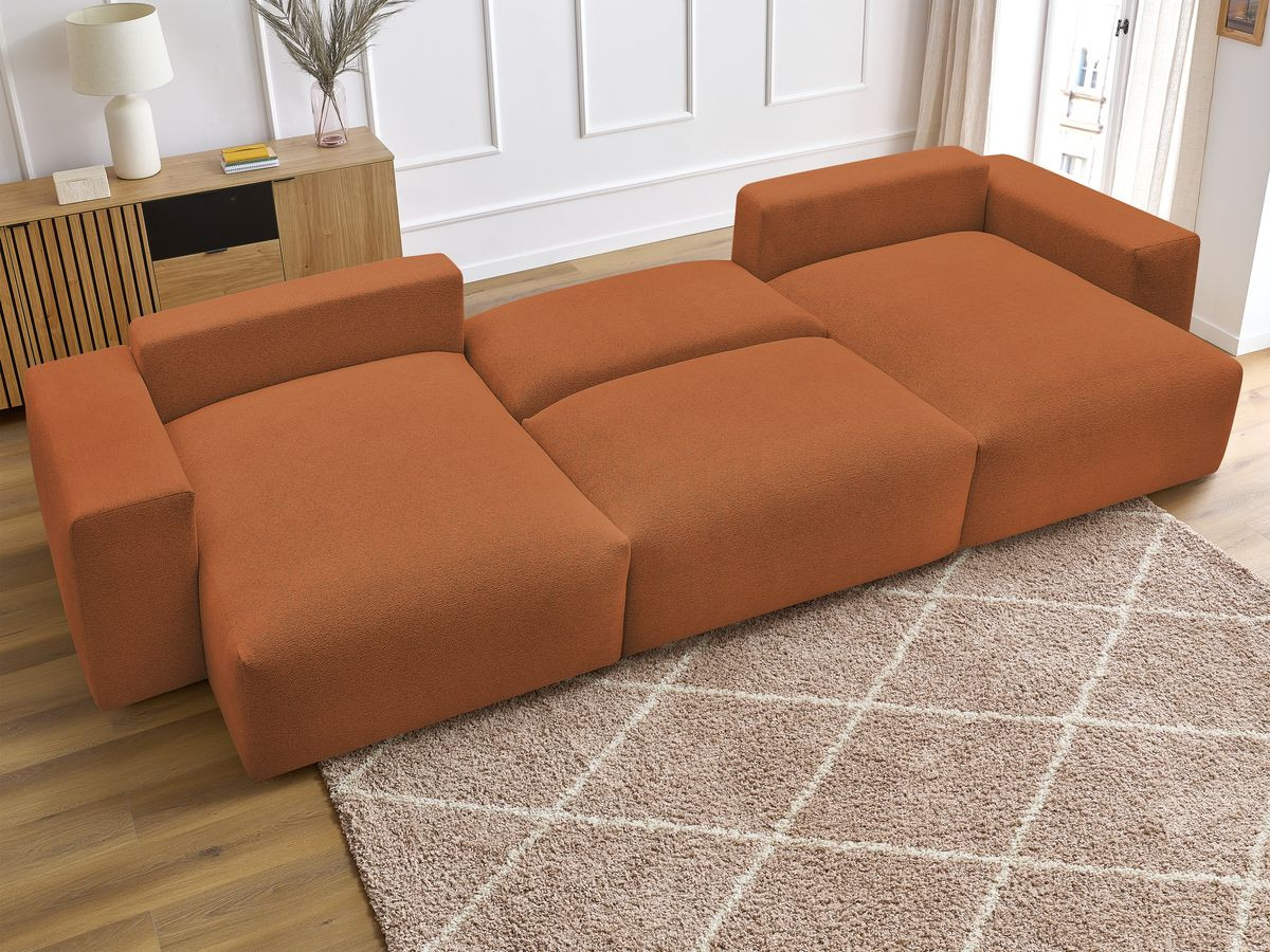 Canapé panoramique convertible coffre VOLTAIRE tissu chiné