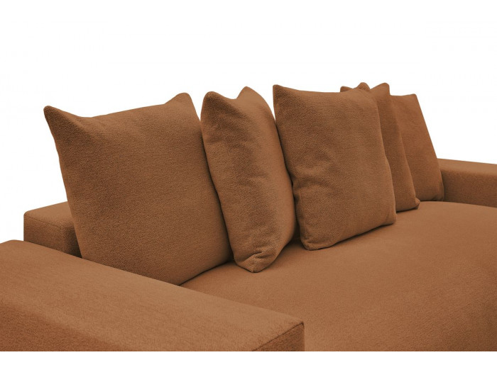 Canapé droit convertible coffre VOLTAIRE tissu chiné avec pouf