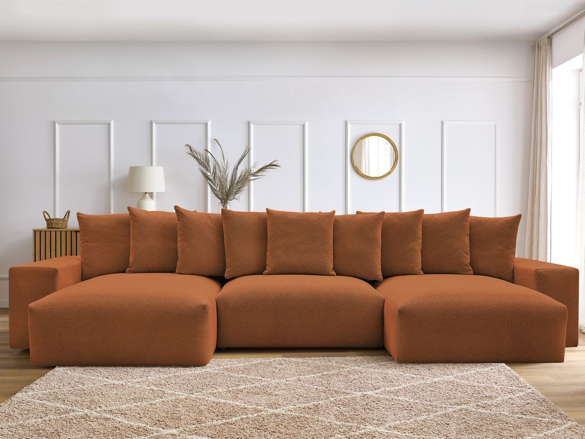 Canapé panoramique convertible coffre VOLTAIRE tissu chiné