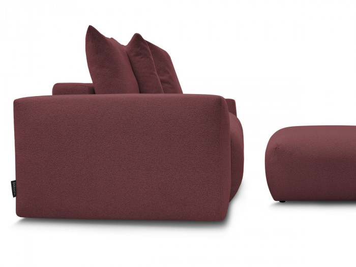 Canapé droit convertible coffre VOLTAIRE tissu chiné avec pouf