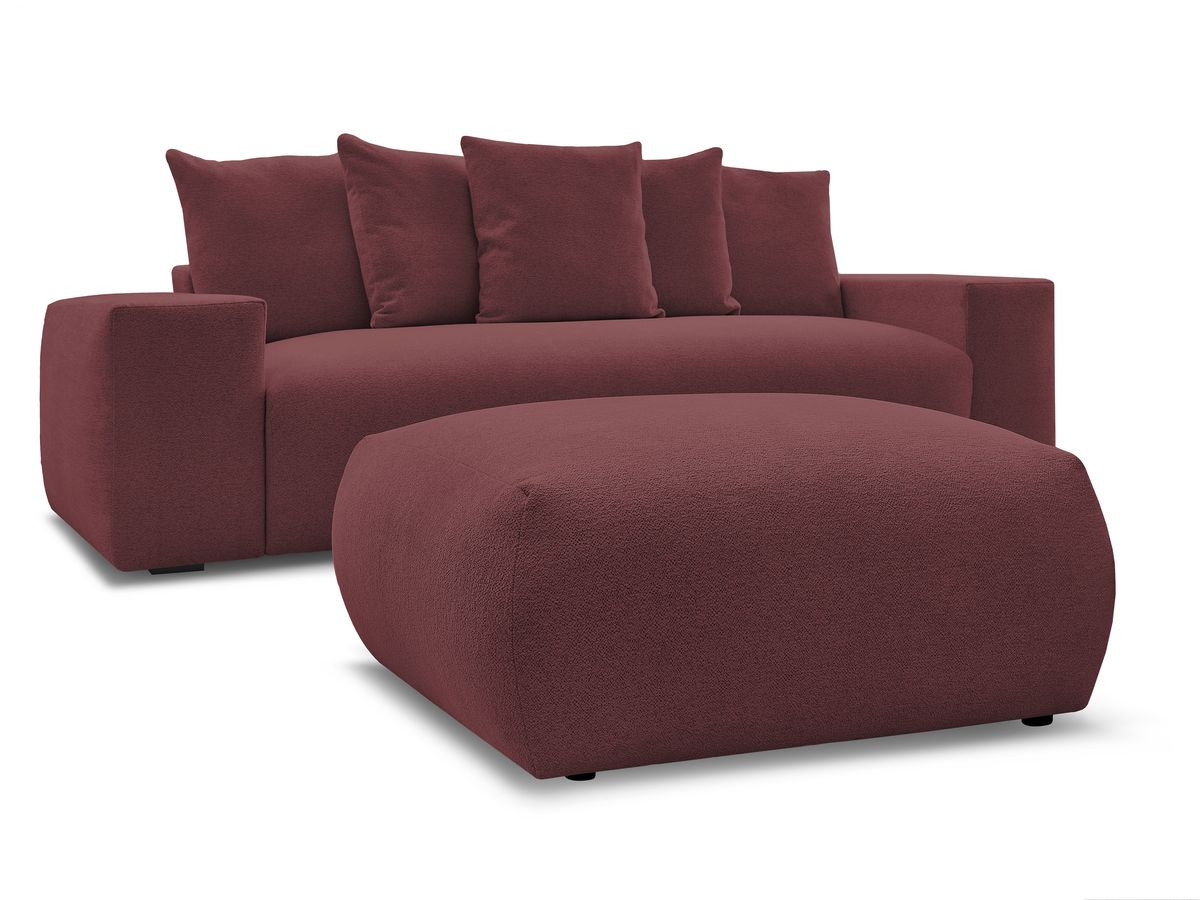 Canapé droit convertible coffre VOLTAIRE chiné avec pouf rouge — vue 4