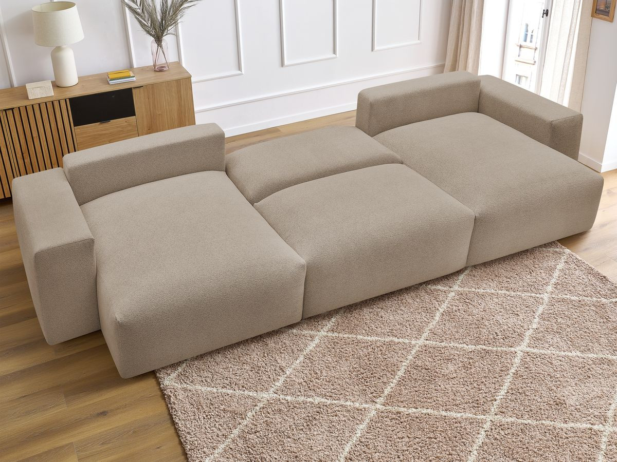 Canapé panoramique convertible coffre VOLTAIRE tissu chiné