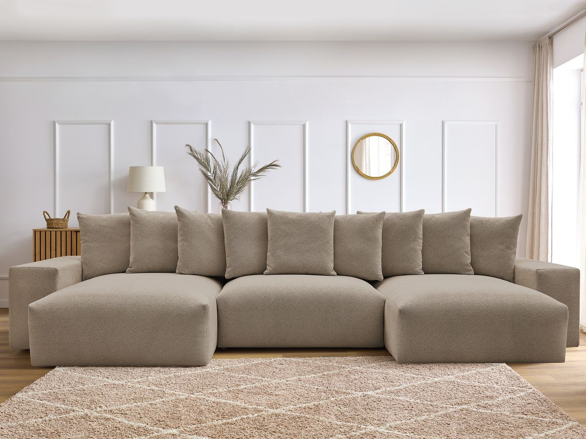Canapé panoramique convertible coffre VOLTAIRE tissu chiné