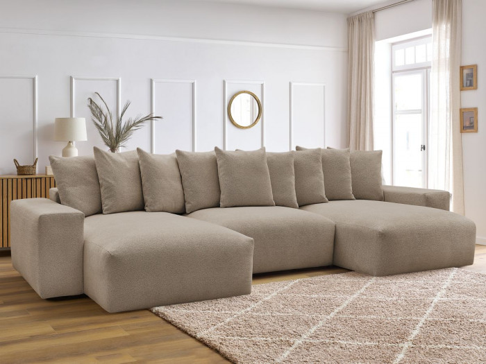 Canapé panoramique convertible coffre VOLTAIRE tissu chiné
