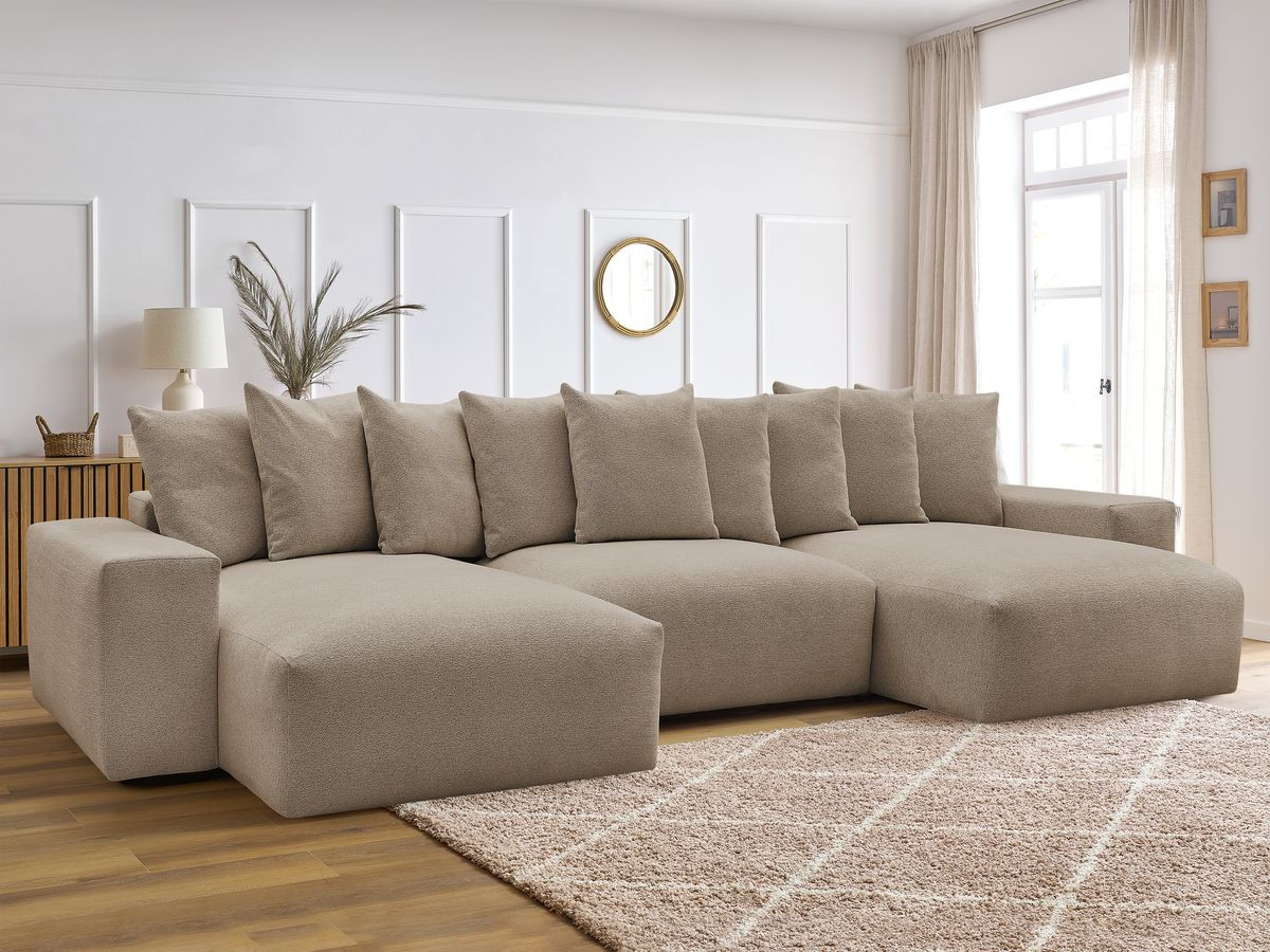 Canapé panoramique convertible coffre VOLTAIRE tissu chiné