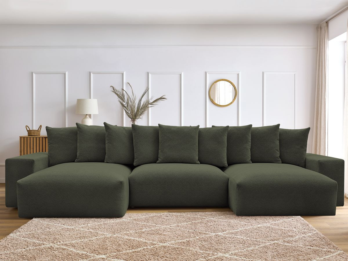 Canapé panoramique convertible coffre VOLTAIRE tissu chiné