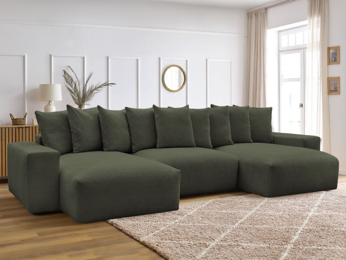 Canapé panoramique convertible coffre VOLTAIRE tissu chiné