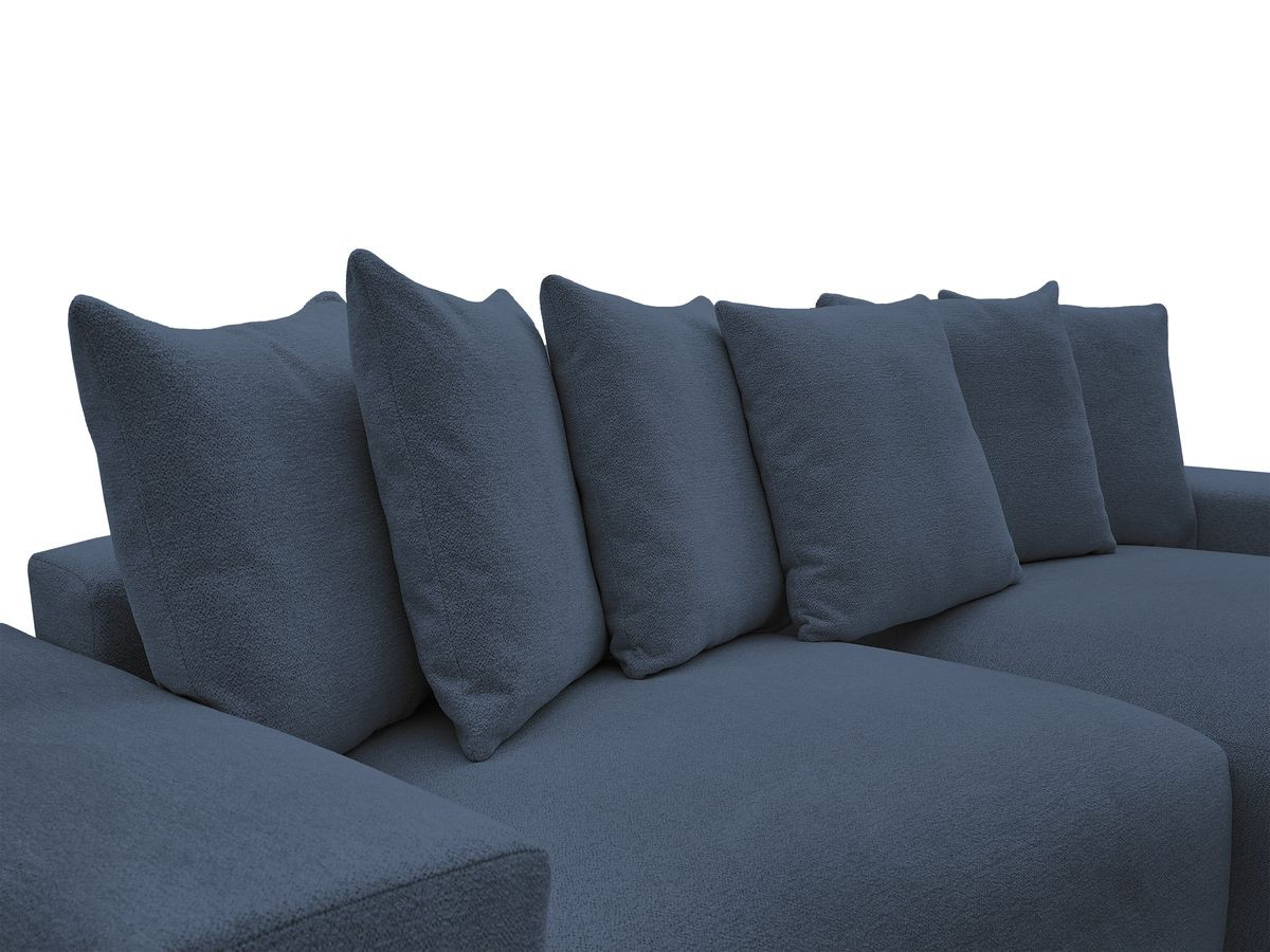 Canapé d'angle réversible convertible coffre VOLTAIRE chiné avec pouf bleu foncé — vue 4